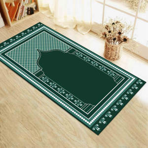 Tapis de prière islamique vert : Tapis de culte spirituel, tapis imprimé, tapis à poils doux - Product Image 2