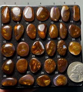 พลอยอาเกตไฟสีน้ำตาลธรรมชาติแท้จากเม็กซิโก รูปทรงคาโบชอง คุณภาพพรีเมียม สีรุ้งเปล่งประกาย สำหรับแหวน จี้ ต่างหู สินค้าหรูหรา - Product Image 1