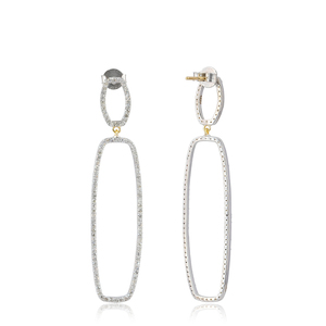 Pave Diamond 925 plata esterlina hecha a mano de una sola línea diamante diseñador pendientes colgantes joyería fina - Product Image 5