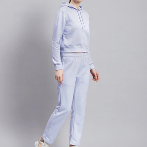 Women Winter Solid Hooded Fleece Two-Piece Tracksuit Jogging Set Quick Dry Pullover Hoodie - Product Image 3