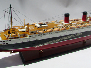 Diseño personalizado del fabricante Gia Nhien 1954 ILE DE FRANCE Modelo de barco de madera de alta calidad MOQ bajo Regalo novedoso - Product Image 5