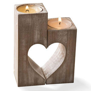 เชิงเทียนไม้โบราณที่สง่างามผู้ถือพีซีแบบคลาสสิกออกแบบรูปหัวใจสำหรับตกแต่งบ้านหรืองานปาร์ตี้ - Product Image 2