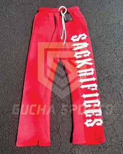 Femmes lâche empilé blanc Joggers Flare pantalons de survêtement personnalisé en gros hiver Bootcut évasé lavage pantalons de survêtement plat avant - Product Image 3