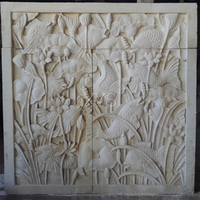 Sculpture en relief en marbre naturel poli, design européen moderne sculpté à la main, art mural 3D, intérieur/extérieur