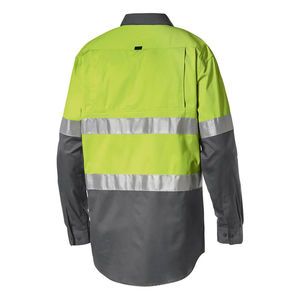 Premium High Visibility Light Grey Polyester Fluorescent <b>Safety</b> Work Shirts Full Sleeve 2X-Large <b>Reflective</b> <b>Clothing</b> - Product Image 3