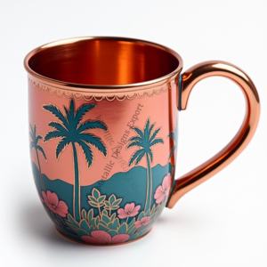Chic cuivre tasse droite élégant choix de cadeau en métal Durable avec superbe autocollant Tropical Art pour boire des boissons chaudes - Product Image 1