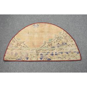 Tapis turc beige vintage 2.4x1,5 pieds fait à la main classique grande surface rectangle motif abstrait pour salon chambre à coucher pour couloir - Product Image 1