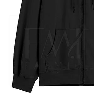 Sudaderas con capucha de manga larga para mujer de alta calidad con logotipo frontal Color personalizado Diseño de hombros hacia abajo Cremallera negra para uso deportivo de invierno - Product Image 5
