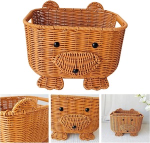 Cesta de Mimbre Plástico Tejida a Mano con Diseño de Oso, Cestas de Almacenamiento Hechas a Mano, Mimbre Natural, Modernas y Multifuncionales, Hechas en Vietnam - Product Image 6
