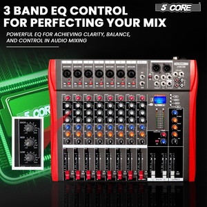 5 Core Audio Mixer 8 Channel DJ Equipment with <b>Bluetooth</b> <b>USB</b> Sound Board Console - Product Image 4