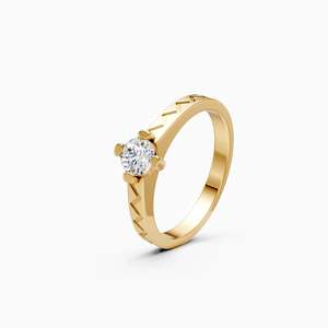 Bague solitaire géométrique en diamant de laboratoire de 0,34 ct, écologique, pour tous les jours, en or jaune, blanc et rose 9 carats - Product Image 2