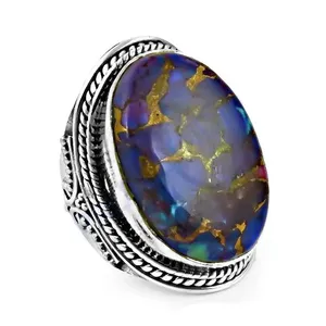 Rose Gold Plated <b>Turquoise</b> Fashion <b>Ring</b> for Women-Trendy Statement Jewelry - Product Image 1
