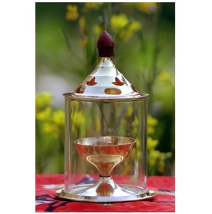 Brass and <b>Glass</b> akhand deep Diya with Cover <b>for</b> Puja | Deepam Jyot Diya Oil Lamp | Pooja Articles and Pooja Items <b>for</b> Home - Product Image 1