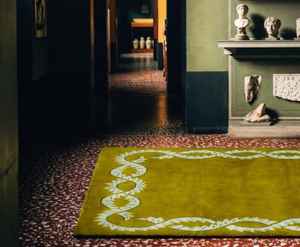 Alfombra de Diseño con Borde Tejido a Mano, Verde y Blanca, para Sala de Estar, Hoteles, Restaurantes - Product Image 2