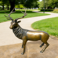 Sculptures de cerfs en bronze grandeur nature personnalisables, statues d'animaux en bronze adaptées à la décoration de jardins et de parcs en extérieur