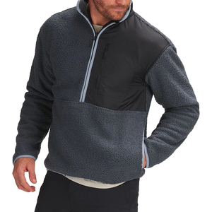 Jersey de lana transpirable personalizado cuarto de media cremallera suéteres de hombre pulóver 100% algodón polar pulóver cuarto de cremallera sudadera - Product Image 1