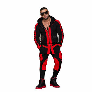 ชุดวอร์มผู้ชายทรงสลิมฟิตแบบมีฮู้ด เสื้อฮู้ดซิปและกางเกงจ็อกเกอร์ทรงคาร์โก้ สองสี สไตล์สตรีทแวร์ ชุดกีฬา - Product Image 6