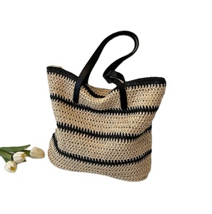 Bolso Tote Bohemio Artístico de Paja Tejida a Mano, Bolso Casual de Moda, Bolsos de Playa de Ganchillo y Macramé Directamente del Proveedor Indio - Product Image 1