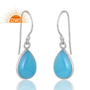 Dernière vente en argent Sterling 925 naturel Aqua calcédoine pierre précieuse boucle d'oreille bijoux personnalisés pour les femmes cadeau pour elle - Product Image 3