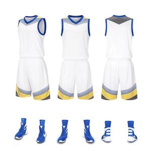 Conjunto de camiseta de baloncesto para hombre, uniformes de baloncesto en blanco, chaleco de entrenamiento transpirable, pantalones cortos de doble bolsillo, traje deportivo de baloncesto - Product Image 5