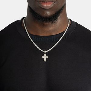 T Shape Moissanite Diamond Hip Hop Colgantes en 925 Silver Iced Out Cluster Micro Cross Colgante Collar para hombres - Product Image 2