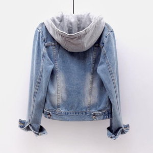 Nouveau style de vestes en jean longues surdimensionnées veste en jean pour femmes en détresse vestes en jean avec sweats à capuche en gros - Product Image 4