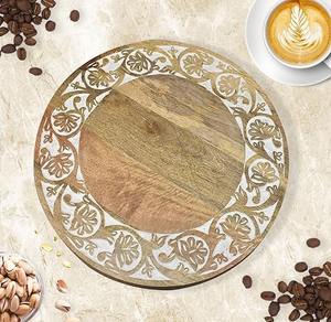 Acacia <b>Wood</b> Lazy Susan Turntable Organizer Customized Logo Modern Design <b>Shaped</b> Serving Platters Snack Dishes for Home Wedding - Product Image 5