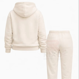 Chándales Casuales con Capucha para Mujer, Diseño Personalizado, MOQ Bajo, 100% Algodón, para Uso en Exteriores, Color Sólido, Logotipo Frontal Simple - Product Image 3