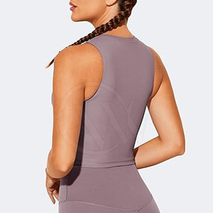 Femmes à la mode respirant 100% coton Fitness Sportswear confortable sans manches Yoga Top vente en ligne équipement d'entraînement - Product Image 4