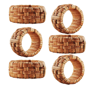 Rond de serviette Anneaux de serviette élégants de haute qualité Produit tissé à la main de luxe Anneaux de serviette en rotin - Product Image 4
