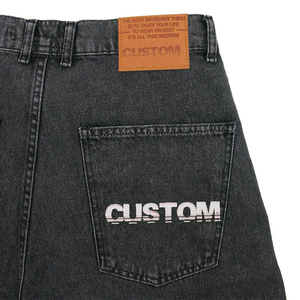 กางเกงขาสั้นผ้ายีนส์ทรงหลวมสำหรับผู้ชายเอวสูงพิมพ์ลายแนวสตรีทแบบวินเทจ - Product Image 4