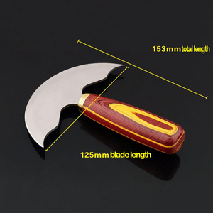 Couteau rond en cuir en acier inoxydable durable, outil artisanal, couteau à tête en cuir pour couper, tailler et façonner, manche en bois - Product Image 2
