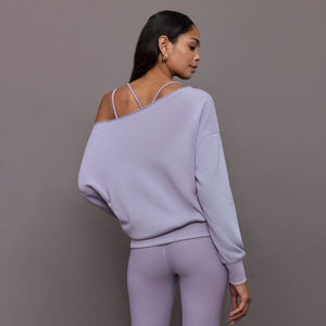 เสื้อสเวตเชิ้ตแขนยาวเปิดไหล่ของผู้ชาย, ผ้าฝ้าย100% ระบายอากาศย้อมสีพื้น - Product Image 5