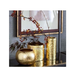 <b>Set</b> Of 2 Trending Design <b>Vase</b> Superior Quality Different Sizes Gold Color Decorative <b>Vases</b> From Manufacture In India - Product Image 5