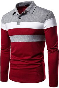 Camisas ajustadas informales para hombre, Polo de manga larga de Color puro, camisetas a la moda - Product Image 2