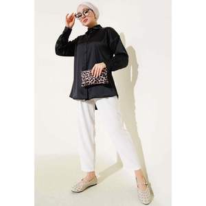 Camisa de satén con bordado floral vintage, cuello con volantes, hombros descubiertos, punto negro para fiestas de Primavera y otoño, XS XL disponible - Product Image 1