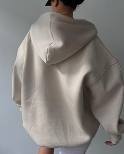 Sudadera con capucha transpirable para mujer, sudadera de lana cálida de gran tamaño con ajuste cómodo suelto para trajes de moda diarios - Product Image 3