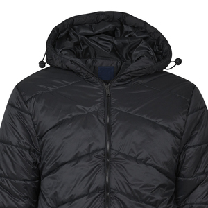 Personnalisable noir solide tissé toile fermeture à glissière hiver extérieur à capuche doudoune respirant et coupe-vent confortable - Product Image 2