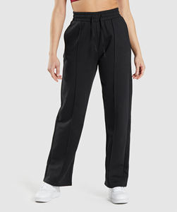 Pantalons de jogging pour femmes à devant plat, nouvelle conception 2023, haute qualité, logo personnalisé, hiver, extensible, respirant, 100% coton, streetwear - Product Image 2