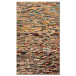 พรมขนสัตว์ถักมือ Nuray ลายนามธรรมหลากหลายแบบ สำหรับบ้าน ห้องโถง รูปทรงสี่เหลี่ยมผืนผ้า รุ่น Puzzle-Pae-1296 สำหรับทางเข้า ผลิตในสหรัฐอเมริกา - Product Image 1