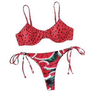 Ensemble bikini brésilien 2 pièces pour femme, imprimé par transfert thermique personnalisé, motif uni, maillot de bain push-up avec cordon de serrage sur le devant, prêt à expédier - Product Image 6