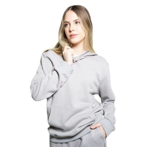Sweat à capuche en tricot de soie surdimensionné pour femmes poids lourd personnalisé en gros manches longues brodées dos avant décontracté hiver - Product Image 2