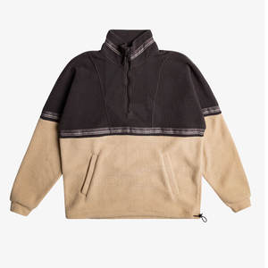 Sherpa <b>Fleece</b> <b>Quarter</b>-<b>Zip</b> Sweatshirt 100% Cotton Casual Winter Style Solid Pattern Contrast Trim Stand Regular Fit Comfort - Product Image 2