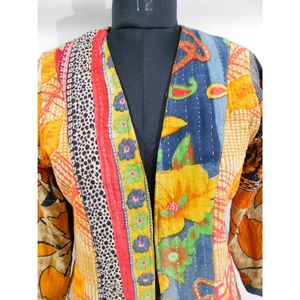 Chaqueta Corta Acolchada de Invierno Vintage, Transpirable, de Algodón Kantha, con Estampado Floral Tejido a Mano, Vestido de Fiesta para Mujer - Product Image 4