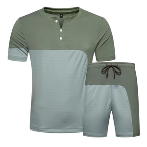 Ensemble coupe-vent pour homme de haute qualité, coupe décontractée, respirant, ensemble de t-shirt en coton coupe-vent uni pour l'été - Product Image 1