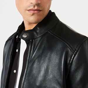 Hot <b>Sale</b> Custom Motorcycle Black PU Leather Running <b>Jacket</b> <b>Men's</b> Long Canvas Breathable Waterproof - Product Image 4