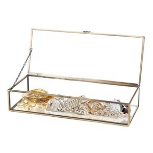 Boîte de rangement pour bijoux en verre carré noir moderne, nouveau style avec 4 pieds organisés, boîte cadeau élégante et organisée - Product Image 4