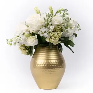 Haute qualité Look moderne blanc enduit métal Vases à fleurs couleur blanche dernier nouveau Pot de fleur en métal pour la maison sol Table haut décor - Product Image 5