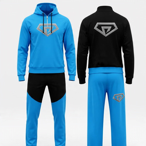 Ensemble de survêtement pantalon évasé pour hommes 3/4 pull à capuche zippé/demi fermeture éclair deux pièces ensemble entraînement de gymnastique personnalisé imprimé/brodé - Product Image 3