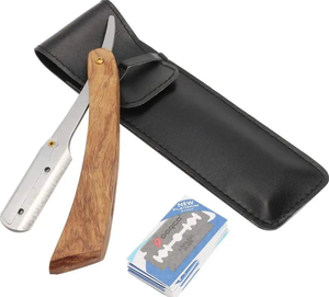 Maquinilla de afeitar de barbero de hoja única profesional 2024 mejor diseñada con logotipo sin mango de madera - Product Image 5